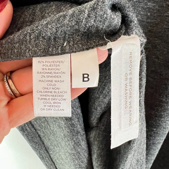 LOFT Ruffle Cold Shoulder Grey Mini Dress Crew Neck SZ S - Picture 6 of 8